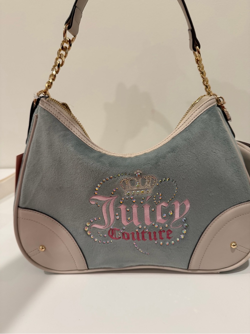 Juicy Couture Pink & Dusty Blue Suede Shoulder Bag